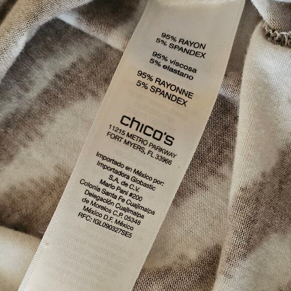 Chicos Large Womens Zebra Bohemian Tie Side Top Boho Chic Animal Print Size 3 - Picture 8 of 11